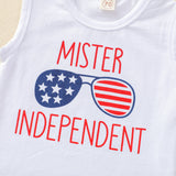 Baby Kids Boys Independence Day Letter Printed Tank Tops Shorts Sets