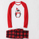 Family Matching Checked Penguin Printed Christmas Pajamas