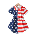 Independence Day Girl Fashion Short Sleeve Striped Star Short Sleeve Shirts
