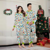 Family Matching Digital Print Christmas Lights Ball Snowman Pajamas