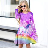 2-10T Kid Baby Girl Fashionable Foreign Pony Poly Print Cute Casual Dresses