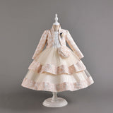 3-10T Kid Girl Long-sleeved Autumn Winter Banquet Performance Dresses