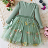 Kid Baby Girl Flower Embroidered Mesh Princess Christmas Dresses