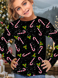 2-12T Kid Girl Cute Casual Fashion Christmas Print Long Sleeve T-shirt