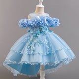 3-12T Kid Girl Princess Flower Wedding Fluffy Dress