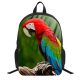 Kid Student  Schoolbag Cute Parrot Print Animal  Backpack 16 Inch
