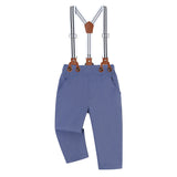 0-24M Boy Baby Retro Gentleman Long Sleeve Overalls Banquet Suit 3 Pcs Set
