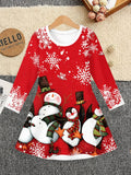 3-12Y Christmas Girls Autumn and Winter Long Sleeve 3D Printing Dress
