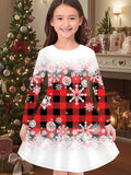 New Christmas Girls Christmas Theme Printed Crew Neck Dress