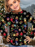 2-12T Kid Girl Cute Casual Fashion Christmas Print Long Sleeve T-shirt