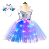 1-10T Kid Baby Girls Halloween Glowing Mermaid Princess Dresses