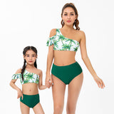 Family Matching Parent-Child High Waist Shoulder Split Swimsuits