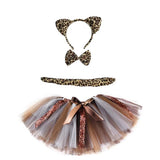 1-8Y Kid Baby Girl Leopard Cos Jungle Beast Halloween Animal Suit 3 Pcs Set