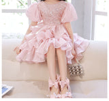 Kid Baby Girl Princess Pink Pooper Gauze Evening  Performance Cake Dresses