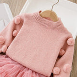 1-6T Kid Baby Girls Christmas Crew Neck Fleece Thickened Suit 2 Pcs Set