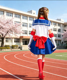 Kid Girl Adult Halloween Show Costume Water Ice Moon Cos Sailor Anime Cosplay 5 Pcs Set