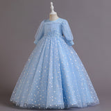 4-14T Kid Girl Princess Long-sleeved Tutu Birthday Party Performance Dresses