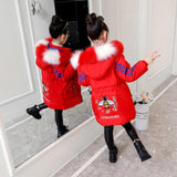 3-12T Kid Girl Cotton-padded Medium Long Thick Warm Coats Jackets