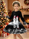 3-12Y Christmas Girls Autumn and Winter Long Sleeve 3D Printing Dress