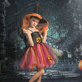 Halloween Children Pumpkin Costume Girl Witch Cosplay Party Show Princess Dress Pumpkin Show