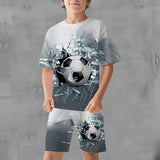 Kid Boy 3D Printed Football Summer Fashion 2 Pcs Set