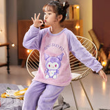 Kid Baby Girls Home Flannel Pajamas Cartoon Velvet Suit