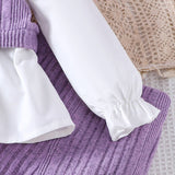 Small and Medium-sized Children's New Product Girl Spring/summer Fake Two-piece Shirt Knitted Pants Set