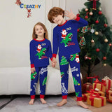 Family Matching Homewear Parent-Child Green Dinosaur Santa Pajamas