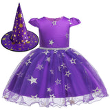 Girls Halloween Party Dress Purple Orange Cake Dress Kids Dress Vampire