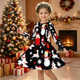 3-12Y Kid Girls Autumn Winter Christmas Long Sleeve 3D Dresses