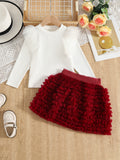 1-6Y Kid Baby Girls Princess Gauze Mesh Long Sleeve 2 Pcs/Set