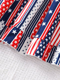 Independence Day Baby Girls Striped Star Milk Silk Printed Splicing Dress