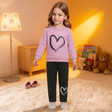1-6T Kid Girl Ins Love Long-sleeved Fashion Suit 2 Pcs Set