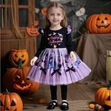 1-8Y Kid Girls Spring Autumn Halloween Stitching Dresses