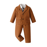 1-10T Kid Baby Boy Flower Host Formal Wedding Suit 4 Pcs Set