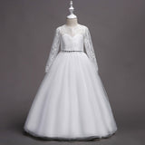 Lace Long Sleeve Dress Children's Dress Flower Girl Dress Mesh Dress