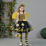 Animal Striped Bee Dress Set Girls Mesh Dress Halloween