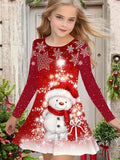 Princess Dress Girls Skirt New Swing Dress Christmas Long Sleeve Crew Neck Skirt