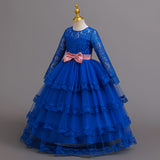 Princess Dress Dress Long Sleeve Lace Mesh Dress Bow Dress