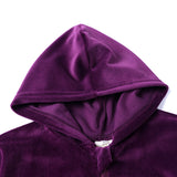 1-12T Kid Girl Autumn Winter Casual Velvet Hooded Solid Suit 2 Pcs Set
