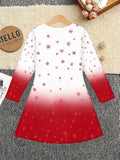 3-12Y Kid Girls Long Sleeve 3D Printed Christmas Casual Dresses