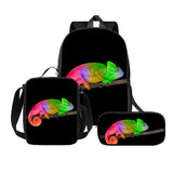 Kid Student Schoolbag Animal Meal Pencil Backpack 3 pcs/Set