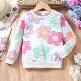 2-8Y Kid Girl Casual Long-sleeved Flower Shirts Top