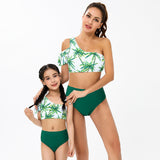 Family Matching Parent-Child High Waist Shoulder Split Swimsuits