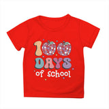 Kid Girl Boy 100 Days of School Print Round Neck Short Sleeve T-shirt Tops