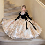 2-12T Kid Girl Light Luxury Niche Birthday Princess Host Piano Performance Dresses