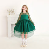 3-10T Kid Girl Long Sleeve Mesh Princess Christmas Dresses