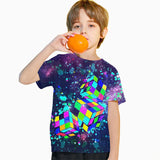 Kid Boy Rubik Cube 3D Digital Printing Casual Short-sleeved T-shirt