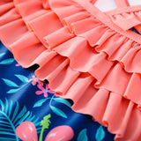 Kid Girls Swimsuit One-piece Flower Print Swimsuit