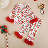 1-8T Kid Baby Girl Bow Sweet Casual Long Sleeve Christmas Pajamas